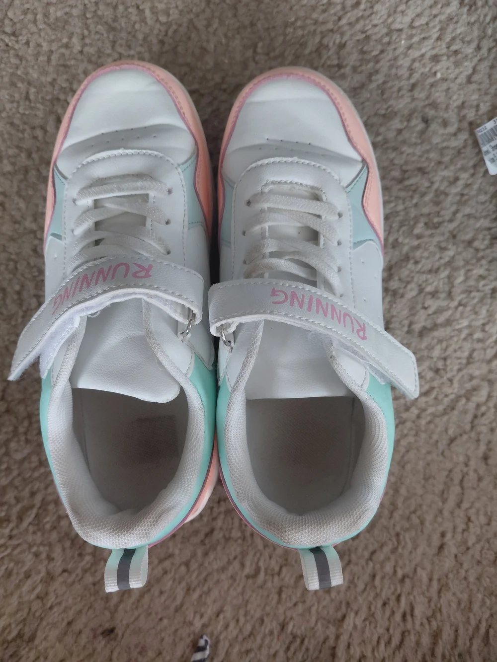 Nike Kids White Pink Mint Hook-and-Loop Sneakers